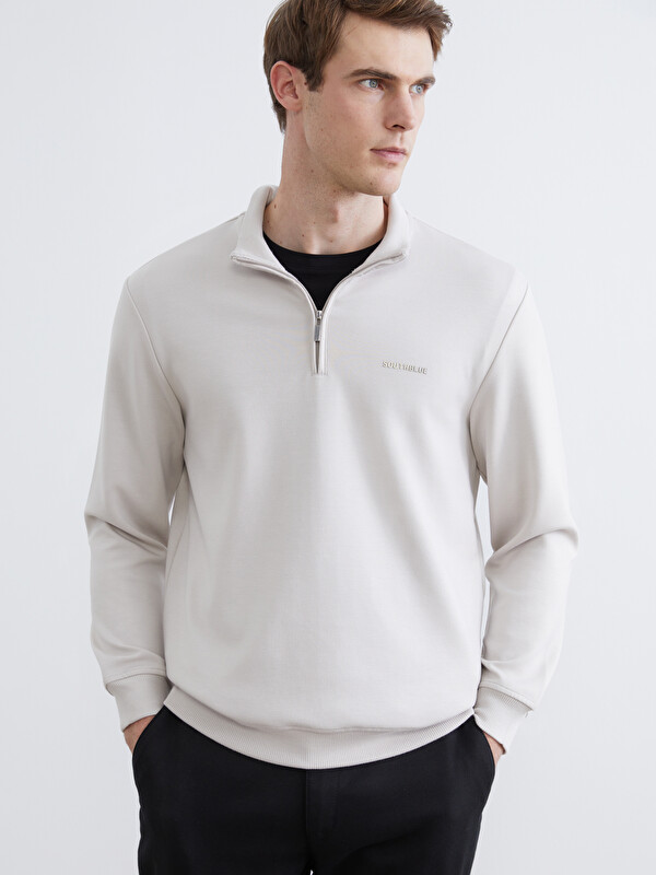 SOUTHBLUE Fermuarlı Dik Yaka Erkek Sweatshirt