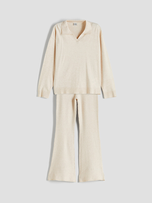 LCW Kids Polo Neck Girls' Knitwear Sweater and Trousers