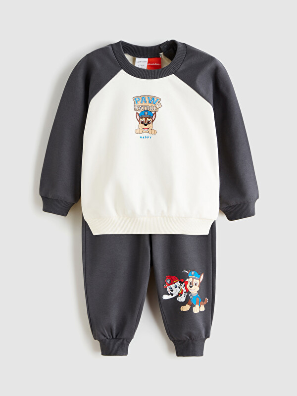 LCW baby Bisiklet Yaka Paw Patrol Baskılı Erkek Bebek Sweatshirt ve Eşofman Alt