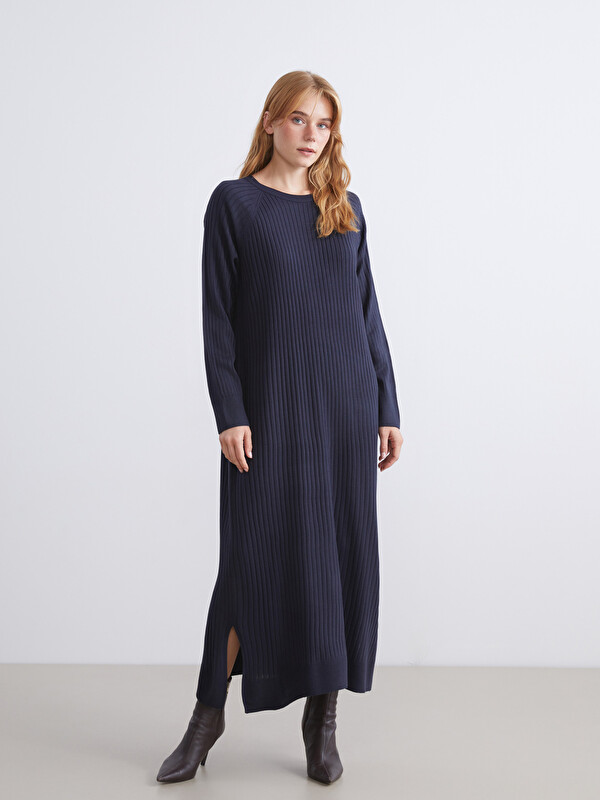 LCW Modest Bisiklet Yaka Triko Elbise