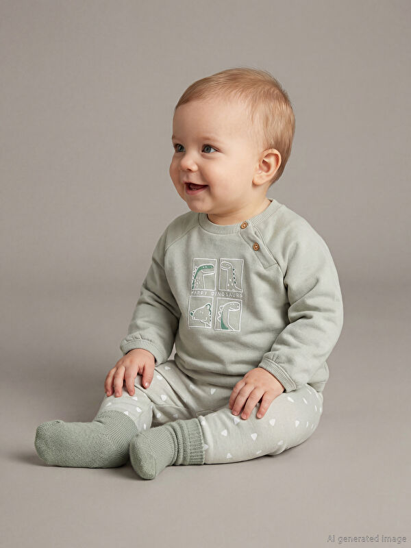 LCW baby Baskılı Erkek Bebek Sweatshirt ve Pantolon