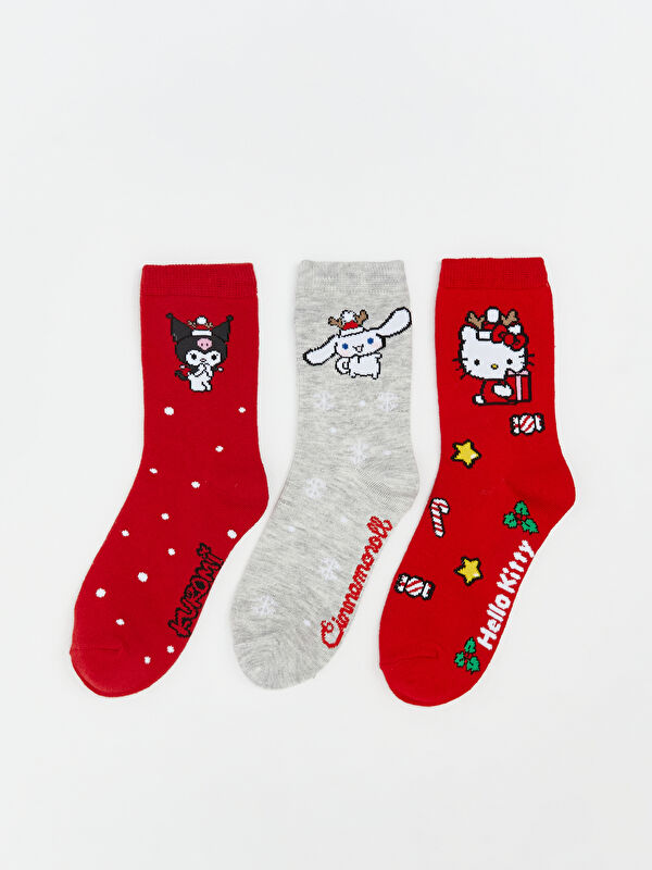 LCW Kids Hello Kitty Patterned Girls' Ankle Socks 3-Pack