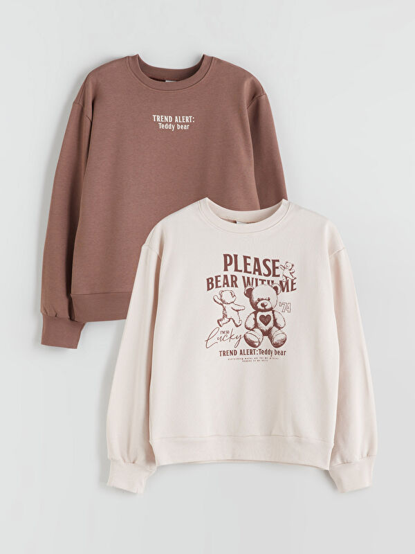 LCW Kids Lot de 2 Sweat-shirts pour Filles à Col Rond