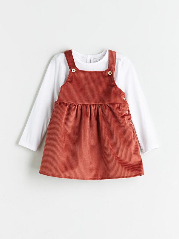 LCW ECO Bisiklet Yaka Basic Kız Çocuk Tişört ve Salopet