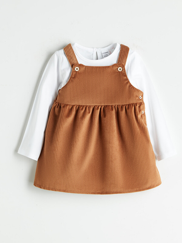 LCW ECO Bisiklet Yaka Basic Kız Çocuk Tişört ve Salopet