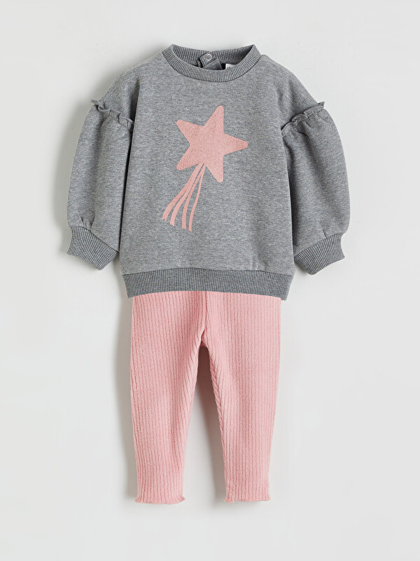 LCW baby Star-Print Sweatshirt and Leggings Set for Baby Girls