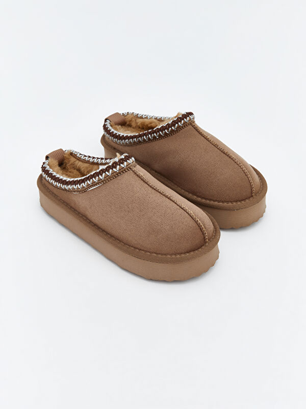 Süet Görünümlü Kız Çocuk Ev Ayakkabısı - Görsel 2