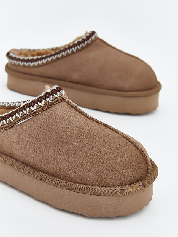 Süet Görünümlü Kız Çocuk Ev Ayakkabısı - Görsel 4