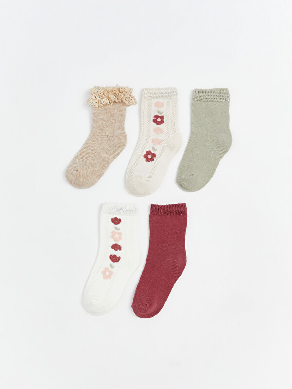 LCW baby Chaussettes de cheville florales pour bébé filles, lot de 5 pièces