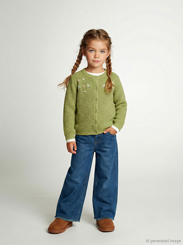 LCW ECO Wideleg Kız Çocuk Jean Pantolon