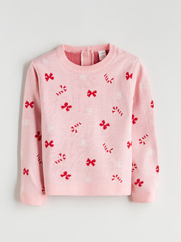 LCW Kids Crew Neck Patterned Girls' Knitwear Sweater