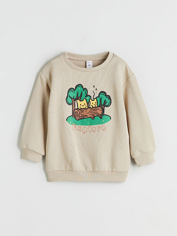 LCW ECO Bisiklet Yaka Baskılı Erkek Çocuk Sweatshirt