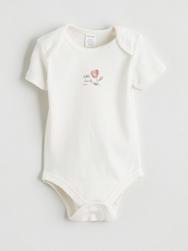 LCW baby Çiçek Baskılı Kız Bebek Çıtçıtlı Body
