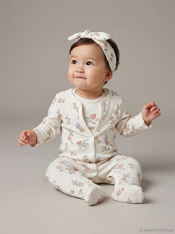 LCW baby Baskılı Kız Bebek Hastane Çıkış Seti