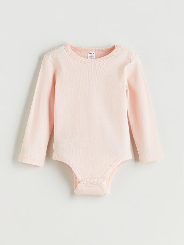 LCW baby Bisiklet Yaka Kız Bebek Çıtçıtlı Body