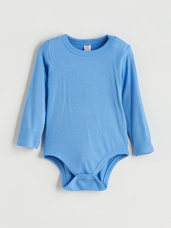 LCW baby Bisiklet Yaka Kız Bebek Çıtçıtlı Body