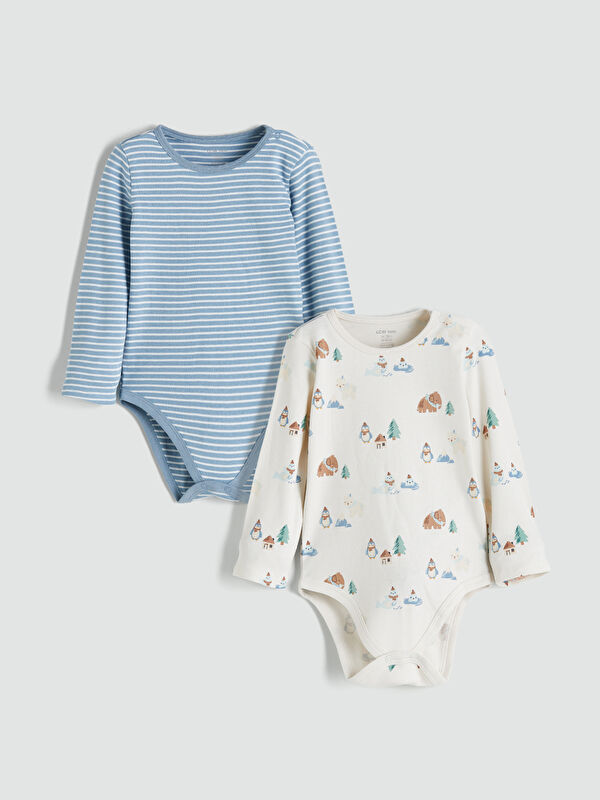 LCW baby Bisiklet Yaka Erkek Bebek Çıtçıtlı Body 2'li