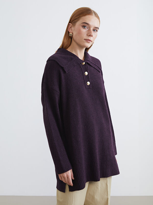 LCW Modest Polo Yaka Kadın Triko Kazak