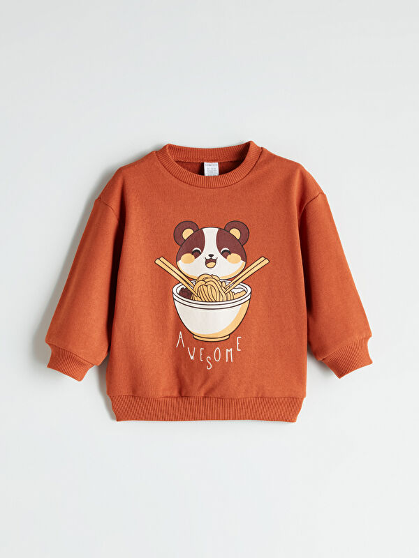 LCW ECO Bisiklet Yaka Baskılı Erkek Çocuk Sweatshirt