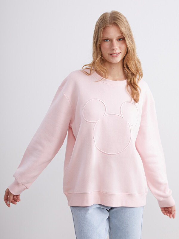 XSIDE Mickey Mouse Embroidered Oversize Women's Thick Sweatshirt