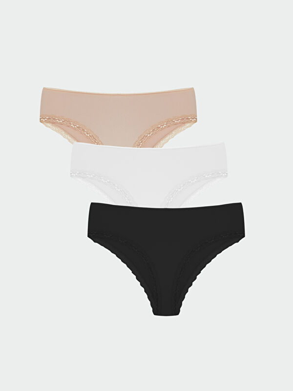 LCW DREAM Lace Detail Brazilian Knickers 3-Pack