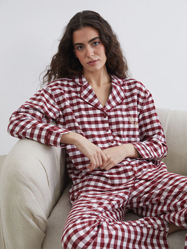 LCW DREAM Collared Neck Plaid Women's Pyjama Set