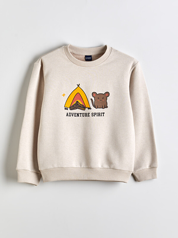 LCW ECO Bisiklet Yaka Baskılı Erkek Çocuk Sweatshirt