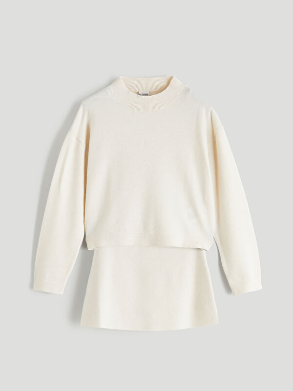 LCW Kids High Neck Girls' Knit Sweater and Skirt