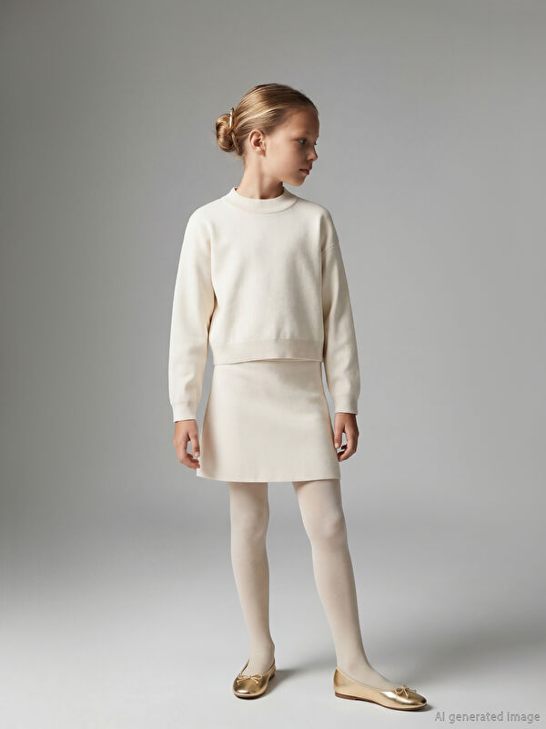 LCW Kids Basic Kız Çocuk Triko Kazak ve Etek