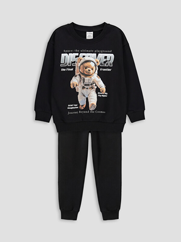 LCW baby Ensemble de Sweat-Shirt à Col Rond et Pantalon de Survêtement Garçon, Lot de 2