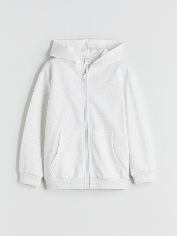 LCW Kids Kapüşonlu Basic Uzun Kollu Erkek Çocuk Fermuarlı Sweatshirt