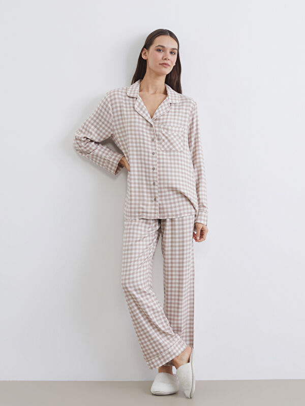 LCW DREAM Gömlek Yaka Ekose Kadın Pijama Takımı