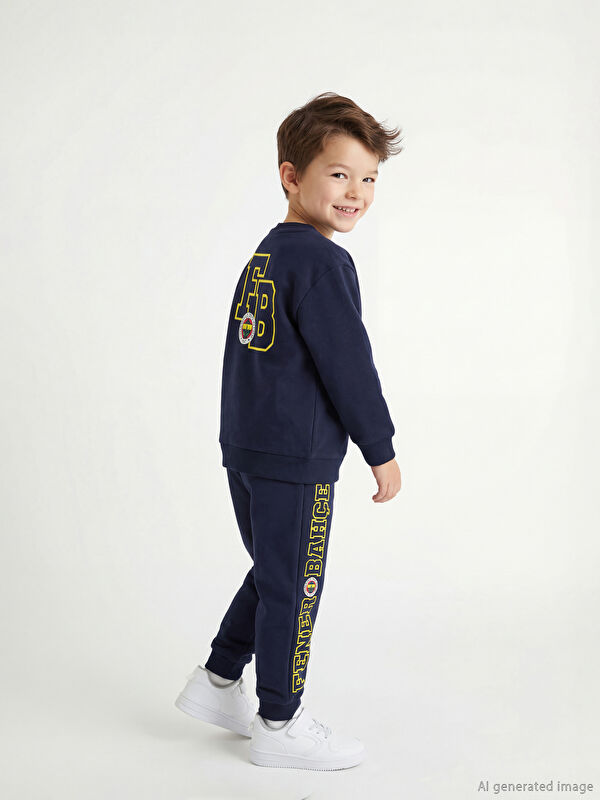 LCW Kids Fenerbahçe Baskılı Erkek Çocuk Kalın Sweatshirt ve Eşofman Altı