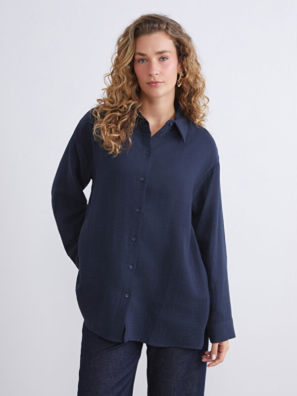 LCW Modest Loose Fit Müslin Kadın Gömlek Tunik