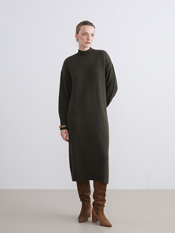 LCW Comfort Dik Yaka Triko Elbise
