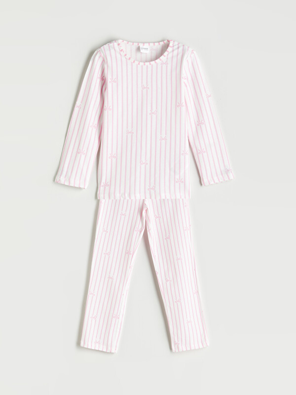 LCW ECO Crew Neck Bow Patterned Girls' Pyjama Set