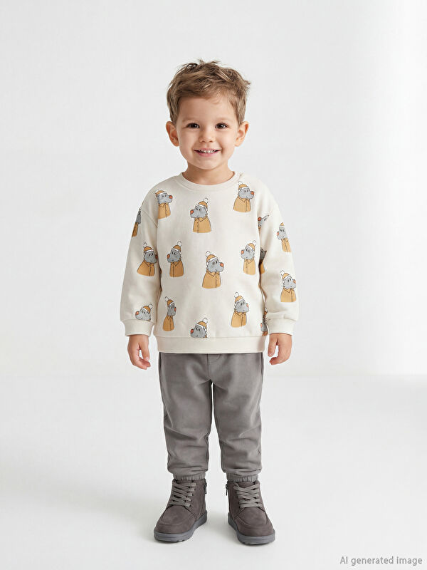 LCW baby Baskılı Erkek Bebek Sweatshirt ve Pantolon