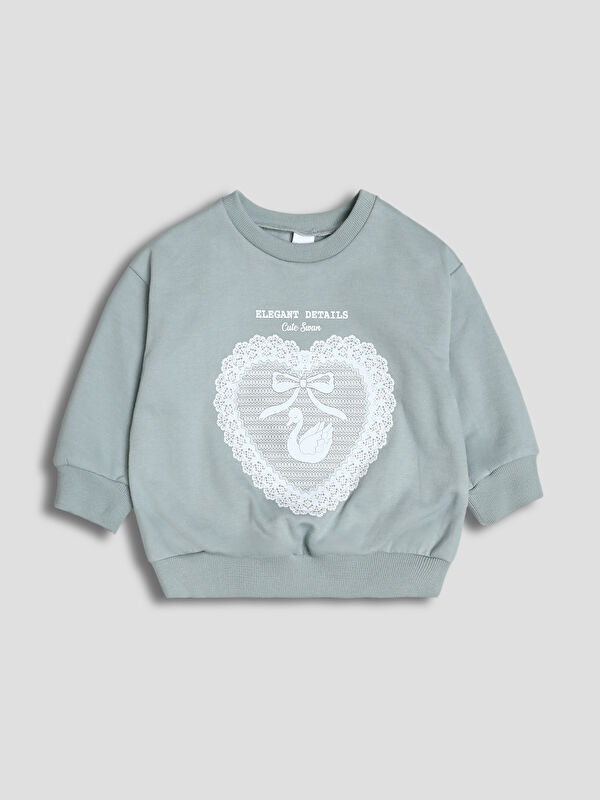 LCW Kids Sweat-shirt à Manches Longues pour Filles avec Col Rond