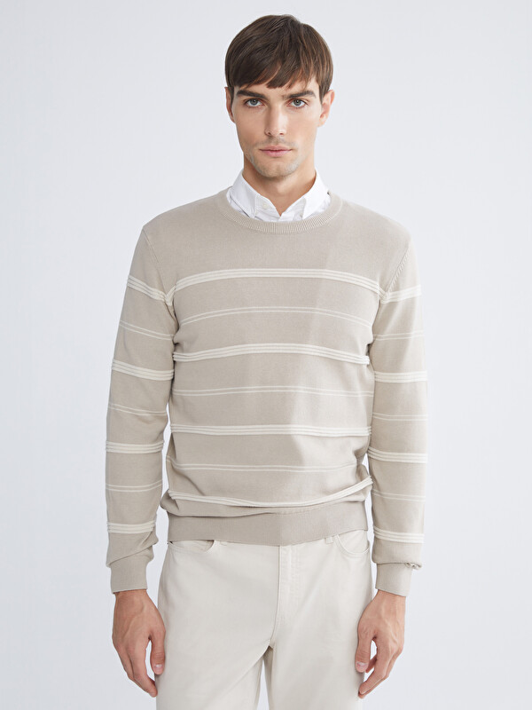 LCWAIKIKI Classic Crew Neck Striped Men's Knitwear Sweater