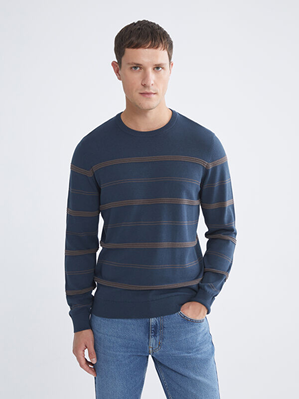 LCWAIKIKI Classic Crew Neck Striped Men's Knitwear Sweater