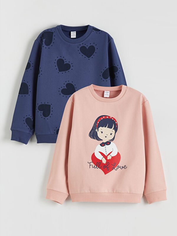 LCW Kids Sweat-shirt Épais à Col Rond Fille, Lot de 2