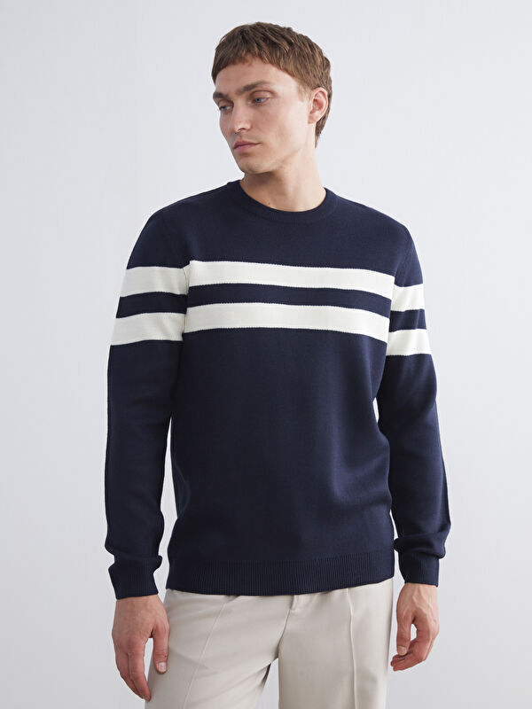 LCWAIKIKI Classic Crew Neck Striped Men's Knitwear Sweater