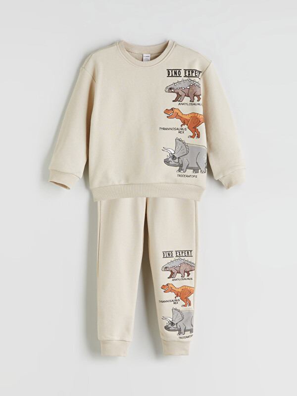 LCW Kids Dinozor Baskılı Erkek Çocuk Sweatshirt ve Eşofman Altı