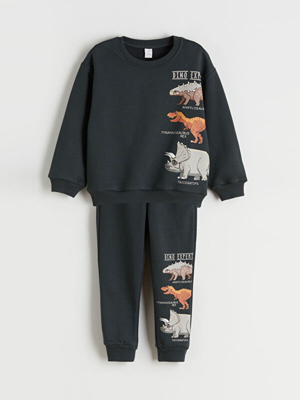 LCW Kids Dinosaur Printed Boys' Sweatshirt and Sweatpants