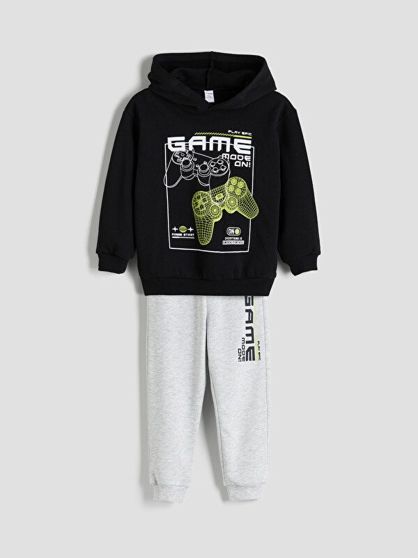 LCW Kids Erkek Çocuk Kalın Kapüşonlu Sweatshirt ve Eşofman Alt 2'lİ