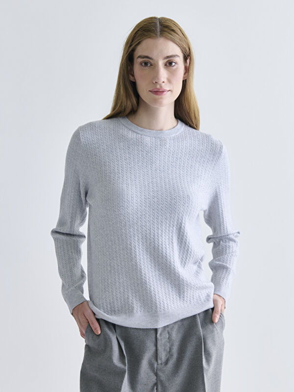LCWAIKIKI Classic Rundhalsausschnitt Selbstgemustertes Strickpullover für Damen