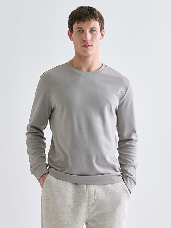 LC WAIKIKI Bisiklet Yaka Uzun Kollu Erkek Sweatshirt