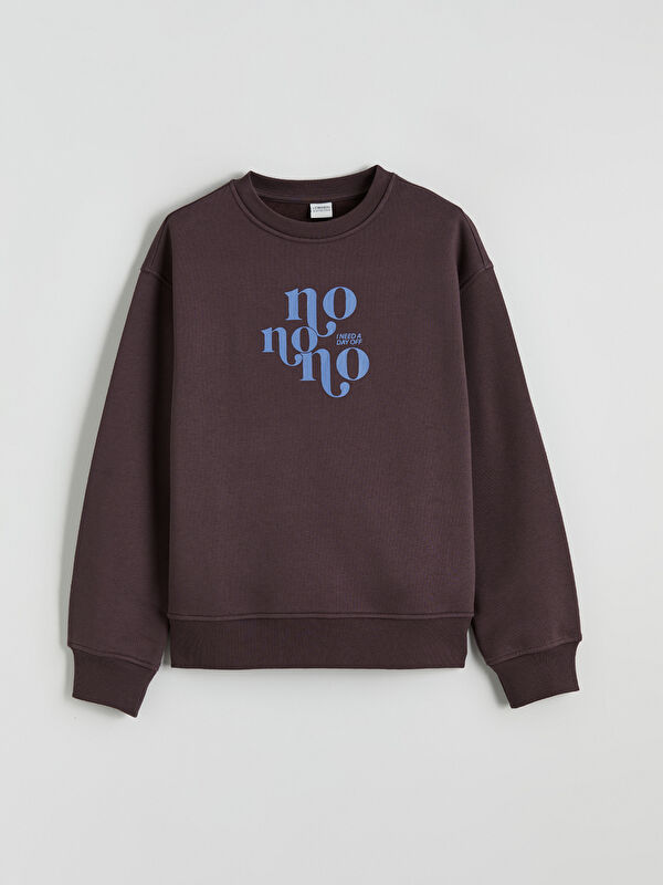 LCW Kids Bisiklet Yaka Baskılı Kız Çocuk Kalın Sweatshirt
