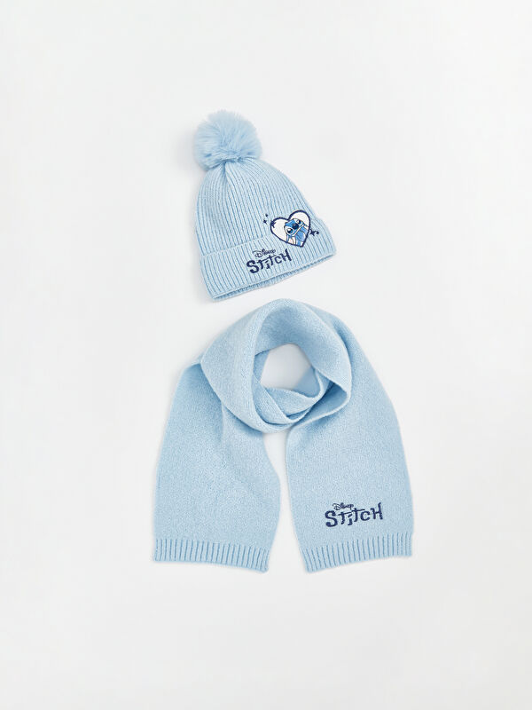 LCW ACCESSORIES Lilo and Stitch Printed Girls' Beanie and Scarf