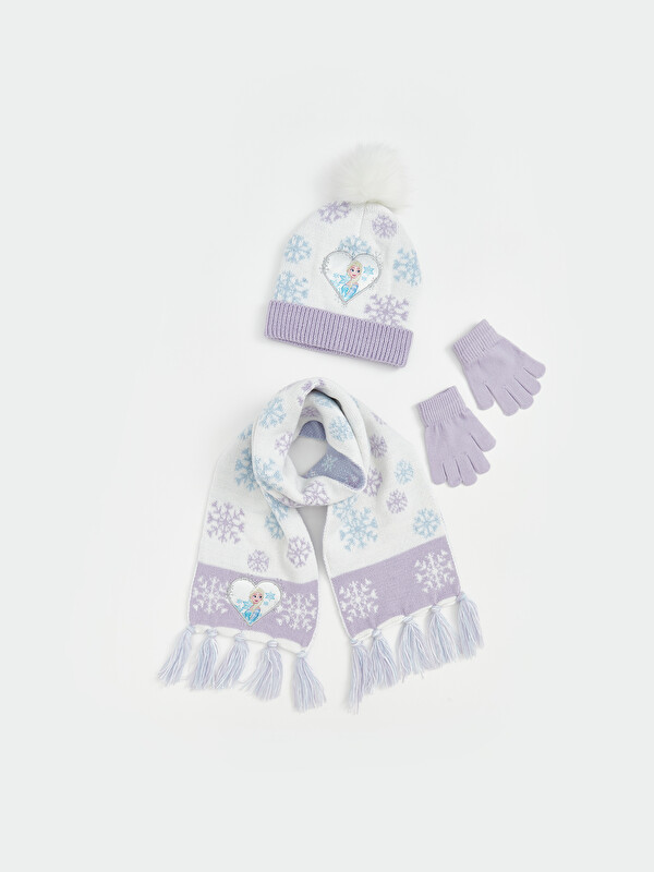 LCW ACCESSORIES Frozen Printed Girls' Scarf Beanie Glove Set